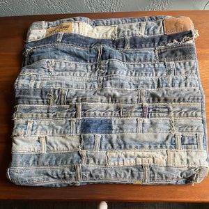 Throw pillow cover made from recycled jeans material